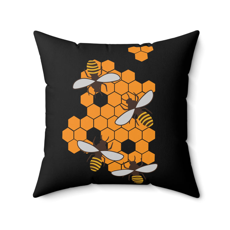 Beehive Bees Beekeeper Environmentalist Yellow Bee Hive Lover Graphic Spun Polyester Square Pillow