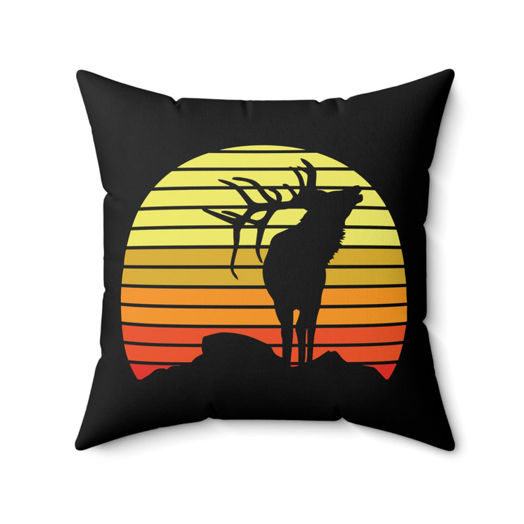 Humorous Crossbow Sunrise Deer Catcher Mountain Forest Seeker Spun Polyester Square Pillow