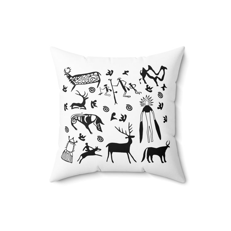 Humorous Pictograph Carving Engravings Mimbres Lover Spun Polyester Square Pillow