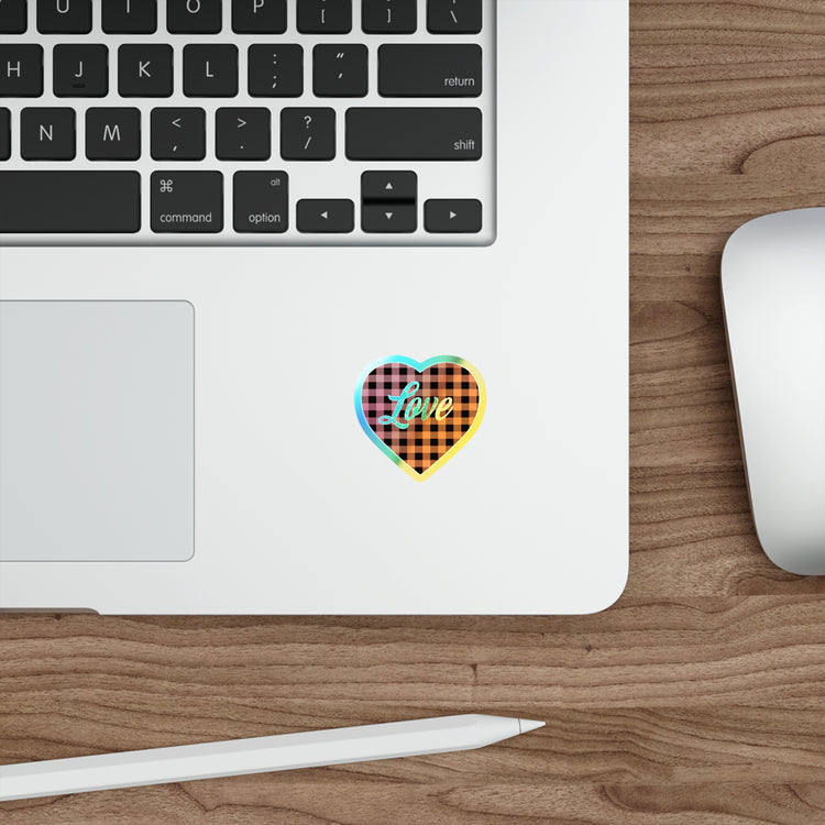 buffalo plaid heart 2 Holographic Die-cut Stickers