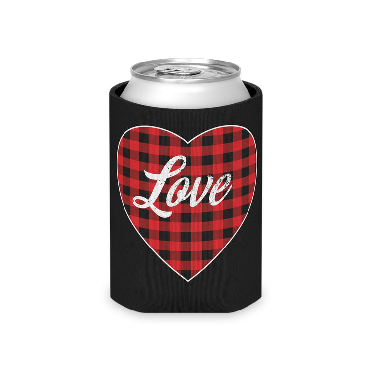 buffalo plaid heart Can Cooler