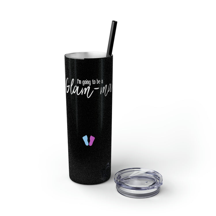 Glam-ma Glamma Pregnancy Announcement New Grandma Gift Skinny Tumbler with Straw, 20oz