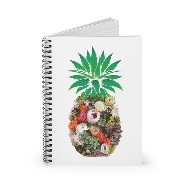 Floral Pineapple Aloha Summer Vegan Spiral Notebook - Ruled Line