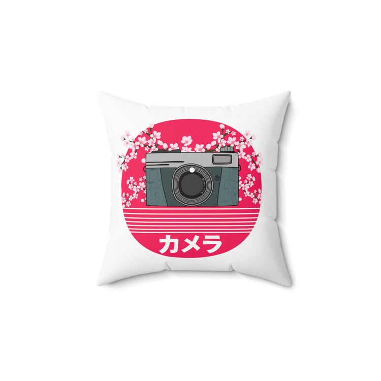 Hilarious Old-Fashioned DSLR Photography Cameraman Spun Polyester Square Pillow