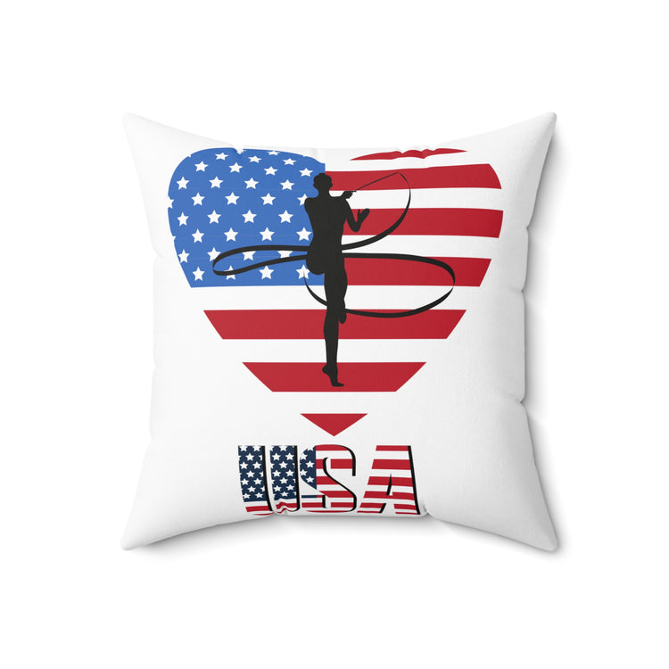 Humorous Acrobatics Athletic Patriotic Trampolining Acrobatic Sporty Spun Polyester Square Pillow