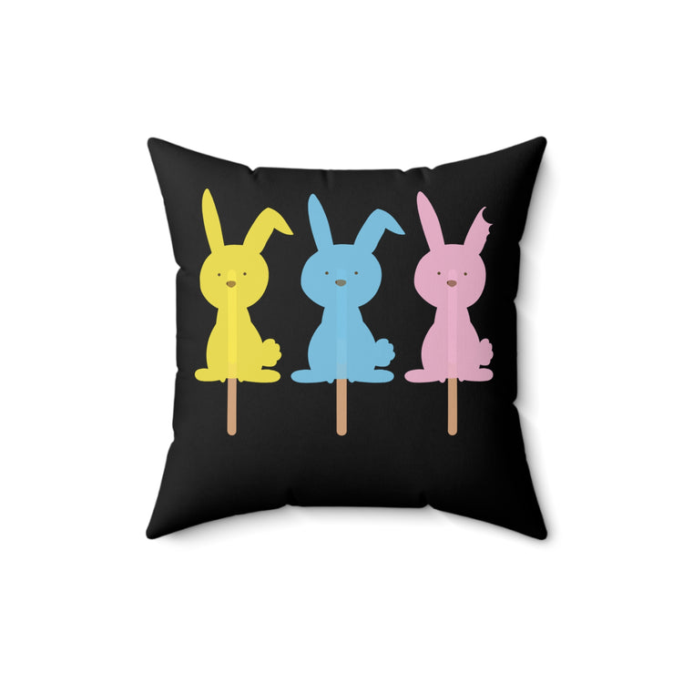 Easter Bunny Peepsicles Christians Holiday Men Wom Spun Polyester Square Pillow