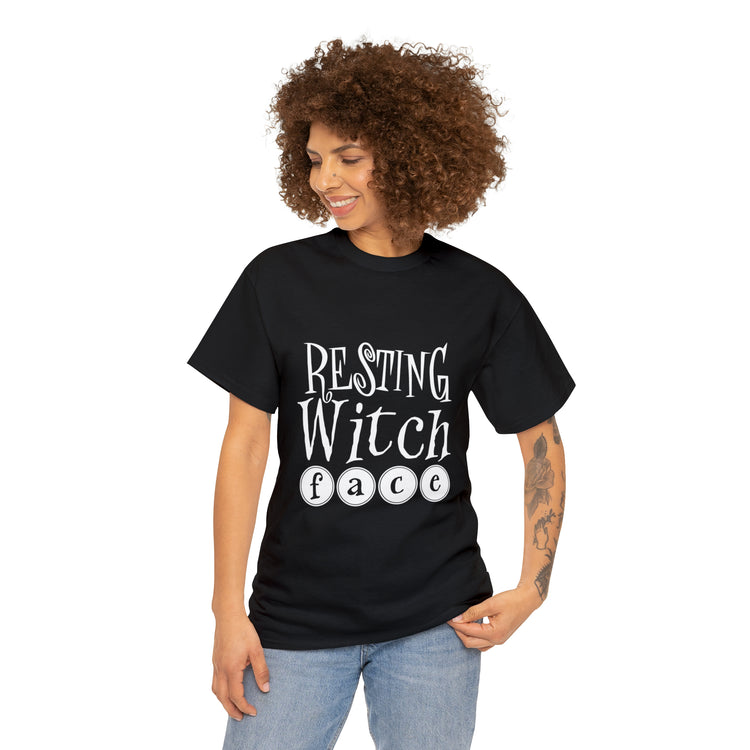 Shirt Funny Resting Witch Face humor Halloween Seasonal Magical T-Shirt Unisex Heavy Cotton Tee