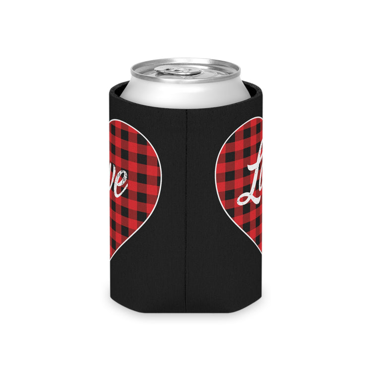 buffalo plaid heart Can Cooler