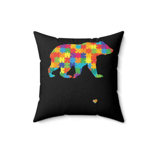 Mama Bear Autism Awareness Mental Health Mom Spun Polyester Square Pillow