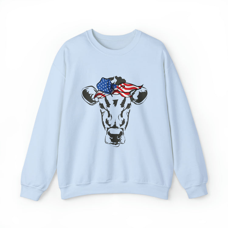 Humorous Cow Bandana Sarcastic Illustration Pun Mockeries Unisex Crewneck Sweatshirt