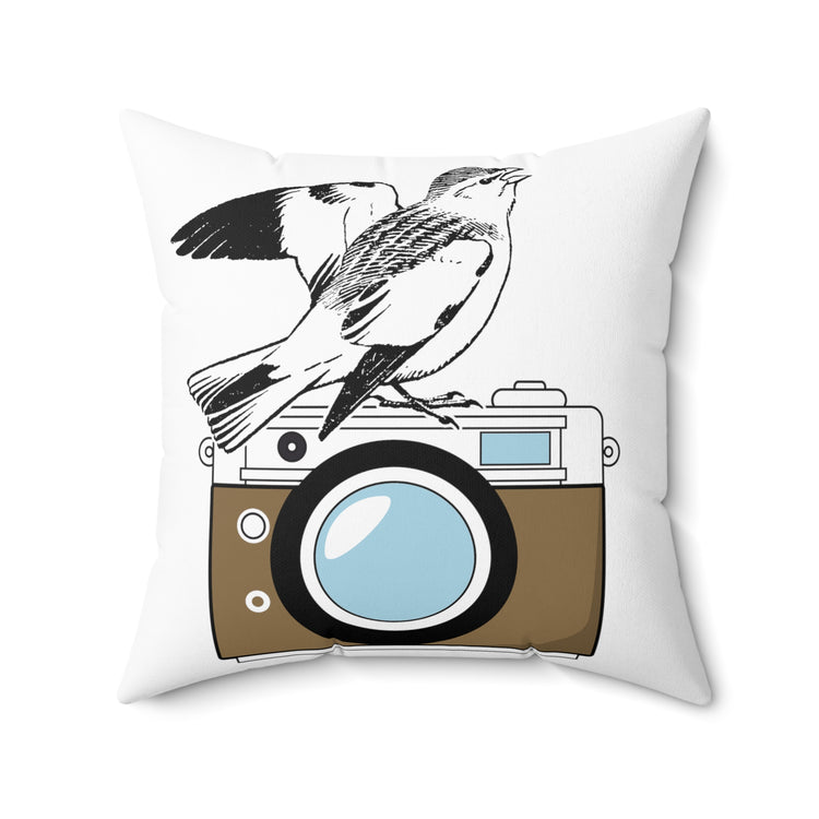 Hilarious Photography Birdwatching Birdwatcher Cameraman Ornithology Habitats Binoculars Spun Polyester Square Pillow