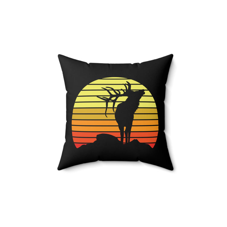 Humorous Crossbow Sunrise Deer Catcher Mountain Forest Seeker Spun Polyester Square Pillow