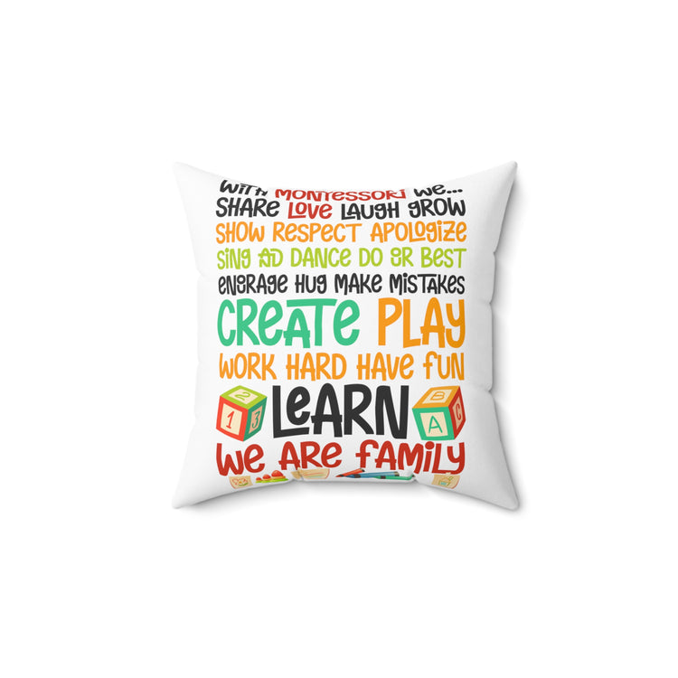 Motivational Daycare Teachers Appreciation Statements Line Spun Polyester Square Pillow