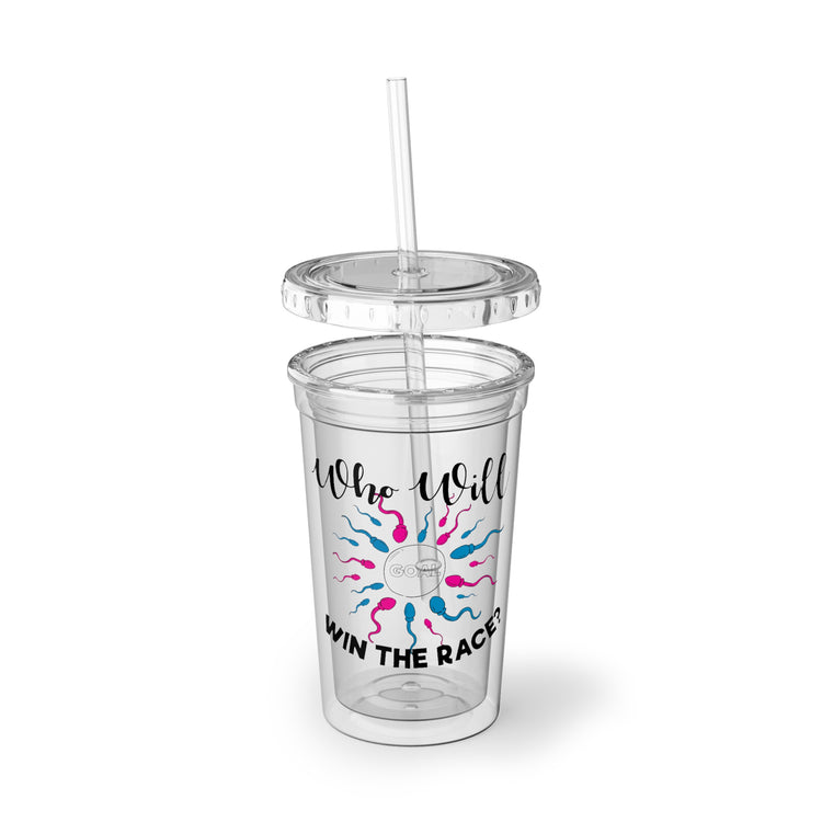 Who Will Win The Race Funny Gender Announcement Suave Acrylic Cup