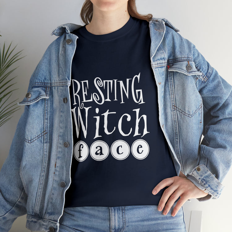 Shirt Funny Resting Witch Face humor Halloween Seasonal Magical T-Shirt Unisex Heavy Cotton Tee