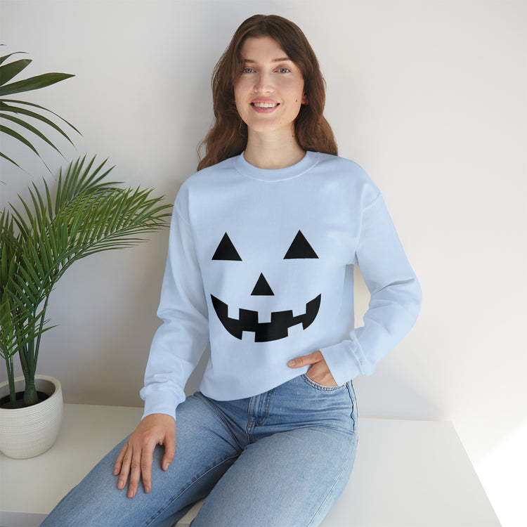 Humorous Pumpkins Illustration Tricks Treats Graphic Gag Unisex Crewneck Sweatshirt