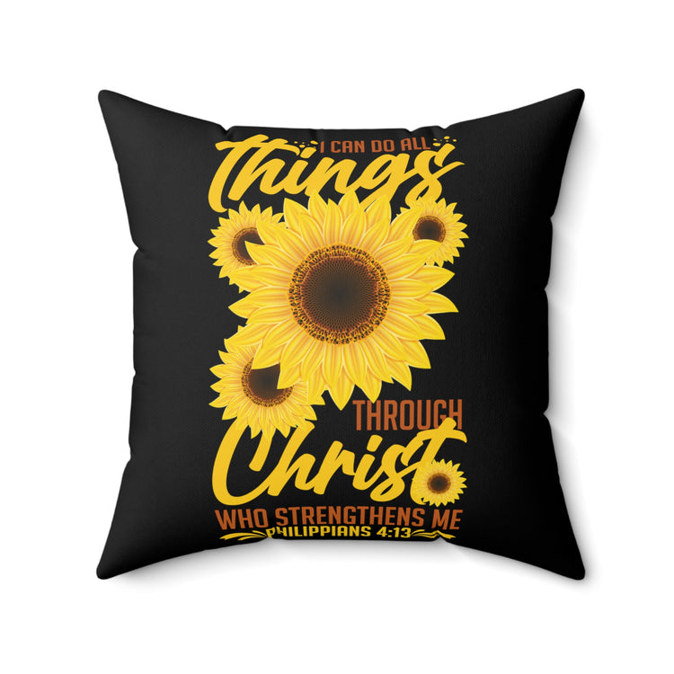 Inspirational Christianity Sunflowers Philippians Catholic Religious Uplifting Scriptures Spun Polyester Square Pillow