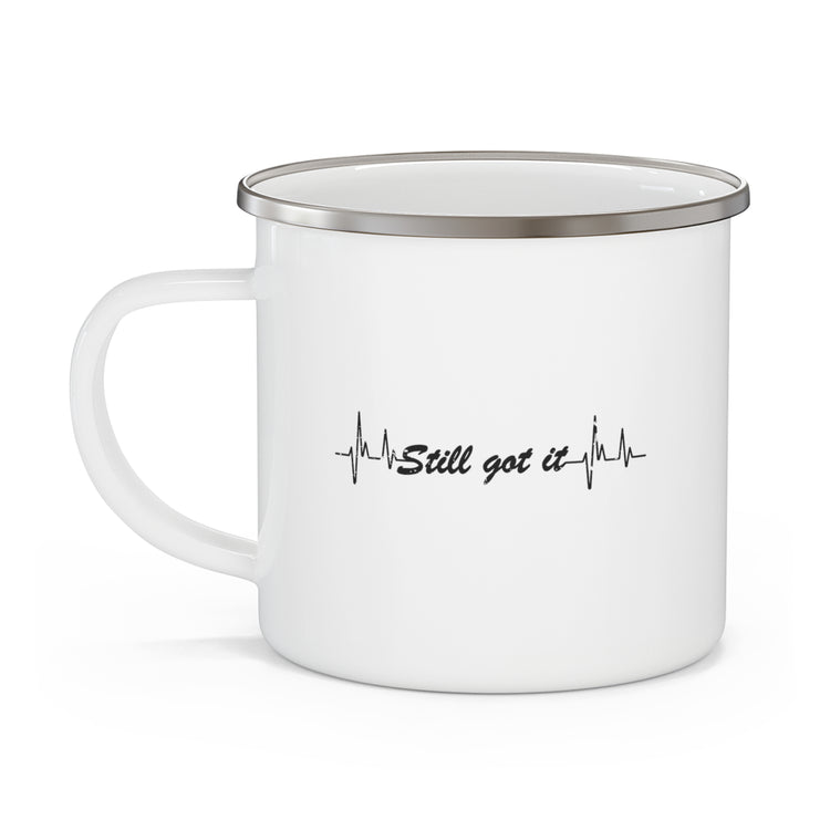 Hilarious Recovering Heartbeats Relieved Enamel Camping Mug