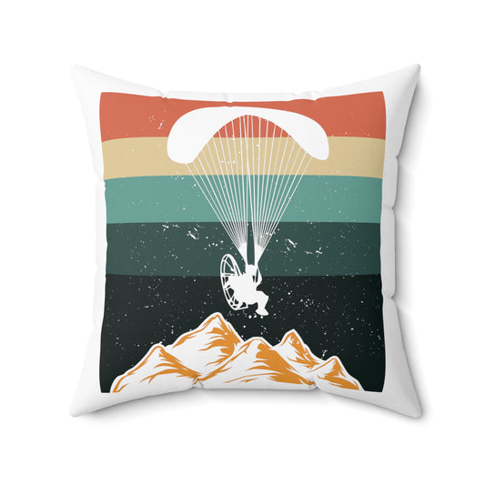 Vintage Paragliding Enthusiasts Distressed Paramotors Parachutes Spun Polyester Square Pillow