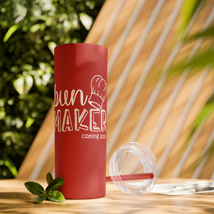 Bun Baker and Bun Maker New Dad and Future Mom Shirts Skinny Tumbler with Straw, 20oz