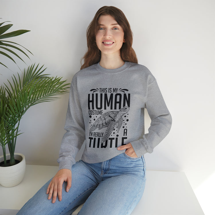 Funny Turtle Dressing Turtles Devotee Graphic Sayings Gag Unisex Crewneck Sweatshirt