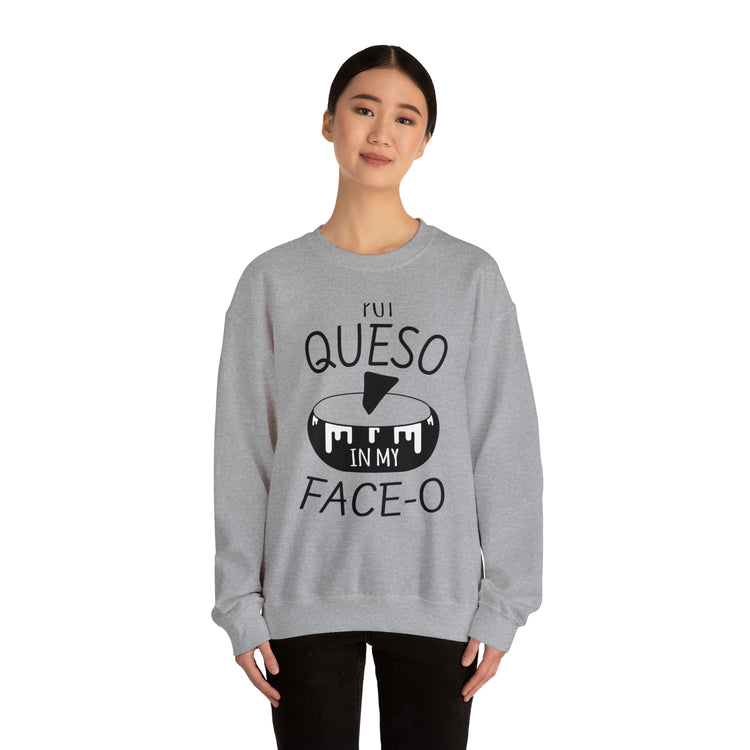 Humorous Mexican Queso Enthusiasts Food Illustration Gags Unisex Crewneck Sweatshirt