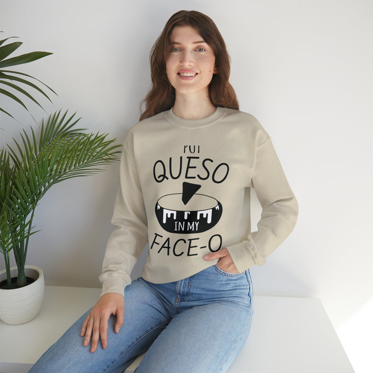 Humorous Mexican Queso Enthusiasts Food Illustration Gags Unisex Crewneck Sweatshirt