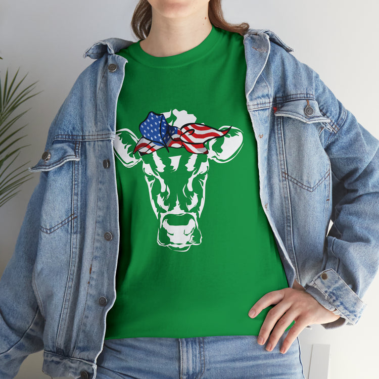 Cool Cow with USA American Flag Bandana Vegan Clothing Herbivore Shirt | Vegetarian T Shirt | Heifer Shirt | Cowgirl Shirt | Farmer Shirt