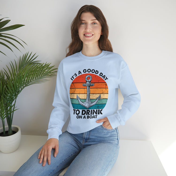 Humorous Its A Nice Day To Drink On A Boat Kayaking Graphic Unisex Crewneck Sweatshirt