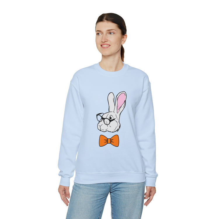 Funny Christian Egg Hunting Brainy Nerd Bunny Unisex Crewneck Sweatshirt