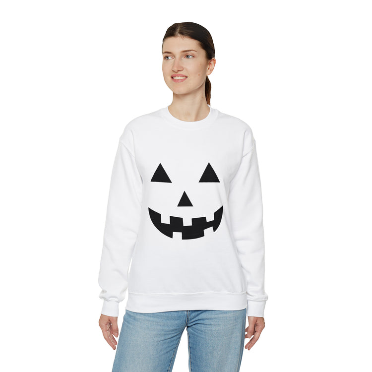 Humorous Pumpkins Illustration Tricks Treats Graphic Gag Unisex Crewneck Sweatshirt