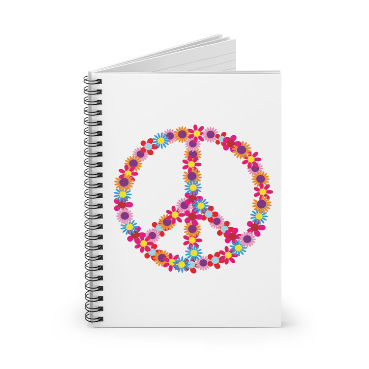 Floral Peace Sign Aesthetic Clothing Peace Botanical Gypsy Clothing  Spiral Notebook - Ruled Line