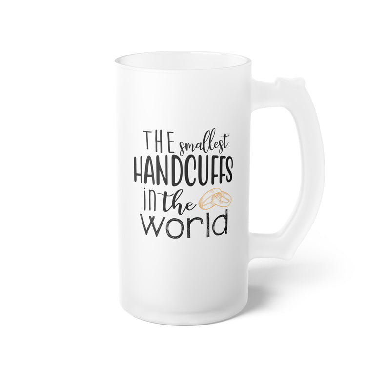 The smallest handcuffs in the world Wedding Gift Engagement Bachelor Bachelorette Frosted Glass Beer Mug