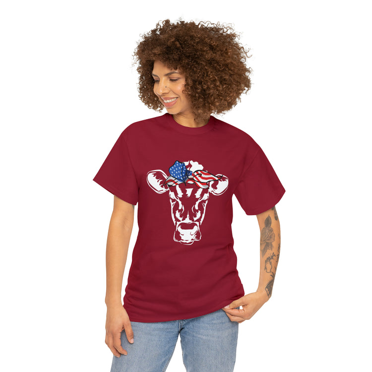 Cool Cow with USA American Flag Bandana Vegan Clothing Herbivore Shirt | Vegetarian T Shirt | Heifer Shirt | Cowgirl Shirt | Farmer Shirt