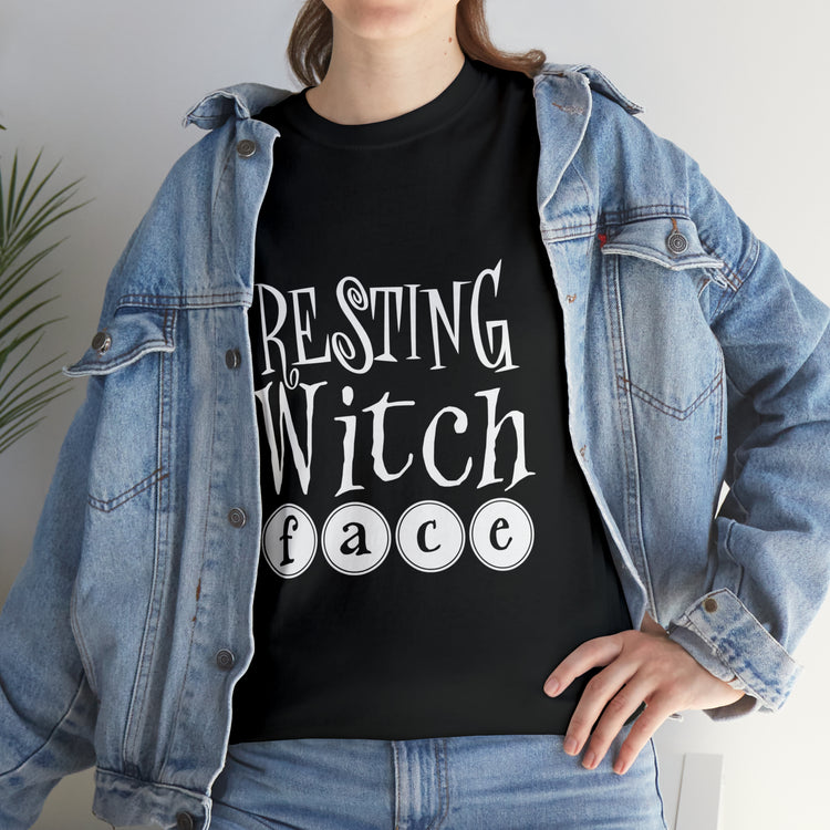 Shirt Funny Resting Witch Face humor Halloween Seasonal Magical T-Shirt Unisex Heavy Cotton Tee