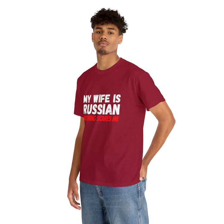 Shirt Funny My Wife's Russian Introvert Sayings Heritage Spouse T-Shirt Unisex Heavy Cotton Tee