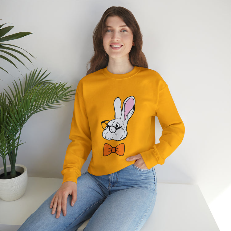 Funny Christian Egg Hunting Brainy Nerd Bunny Unisex Crewneck Sweatshirt