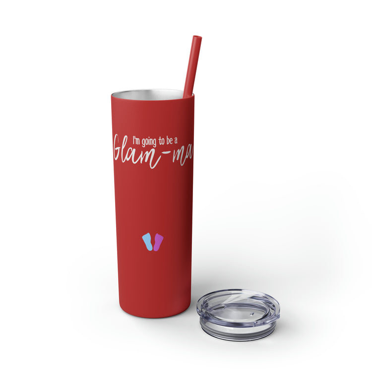 Glam-ma Glamma Pregnancy Announcement New Grandma Gift Skinny Tumbler with Straw, 20oz