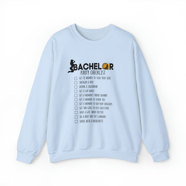 Novelty Bachelors Funny Bridal Marriage Checklist Line Unisex Crewneck Sweatshirt