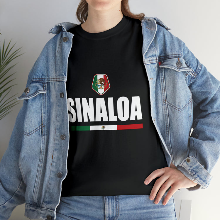 Shirt Funny Sinaloa Mexico Flag Illustration Mexican Pride Symbol T-Shirt Unisex Heavy Cotton Tee