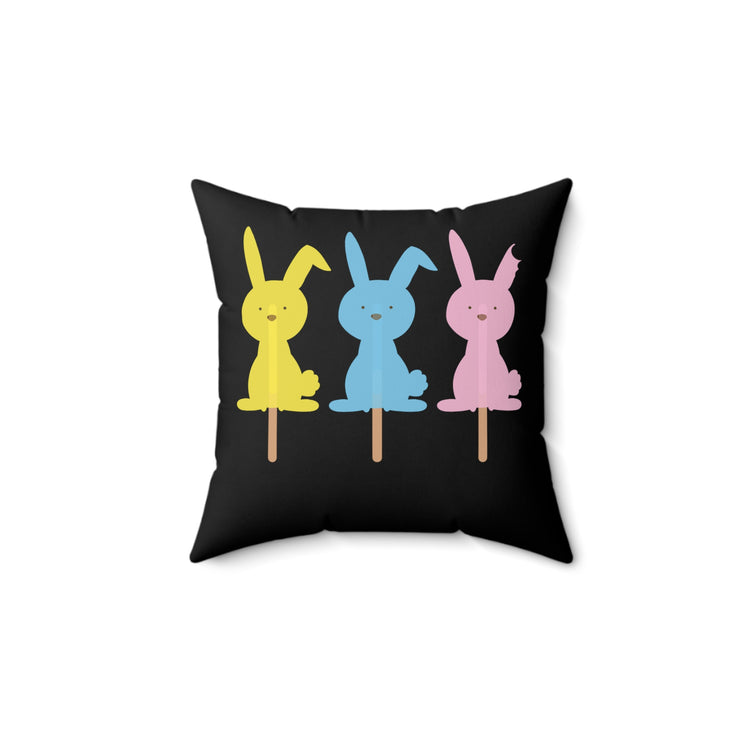 Easter Bunny Peepsicles Christians Holiday Men Wom Spun Polyester Square Pillow