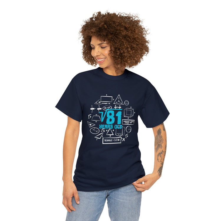 Shirt Funny Square Root 9th Birthdays Graphic Math Geek Numerical T-Shirt Unisex Heavy Cotton Tee