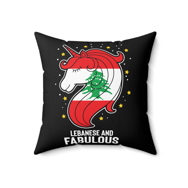 Humorous Lebanese Christmas Magical Horse Nationalistic Spun Polyester Square Pillow