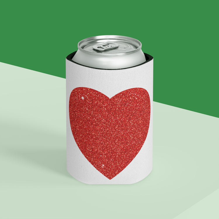 Red Glitter Effect Heart Valentines Day Men Women Can Cooler