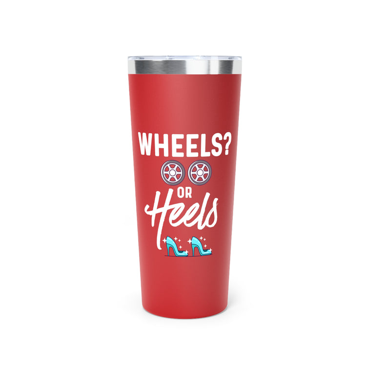 Wheels or Heels Gender Reveal Copper Vacuum Insulated Tumbler, 22oz