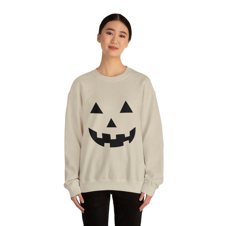 Humorous Pumpkins Illustration Tricks Treats Graphic Gag Unisex Crewneck Sweatshirt