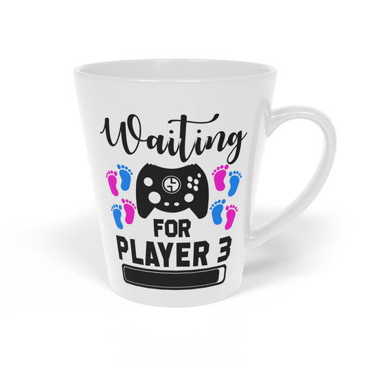 Waiting For Player Three Funny Maternity Shirt Latte Mug, 12oz