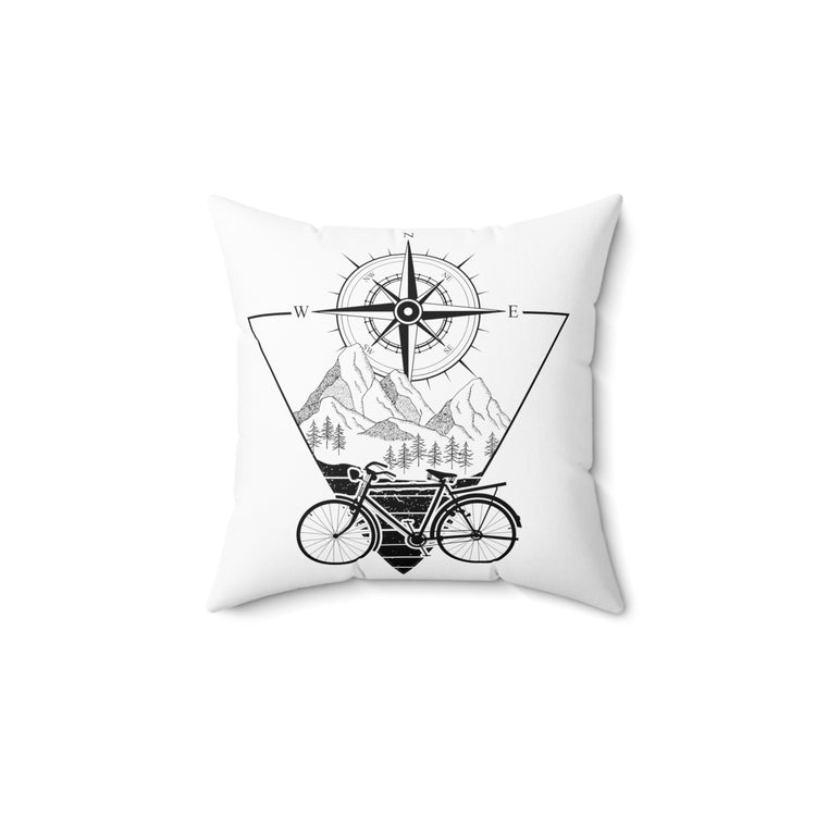 Novelty Vintage Mountain Fan Biking Bicycling Enthusiast Spun Polyester Square Pillow