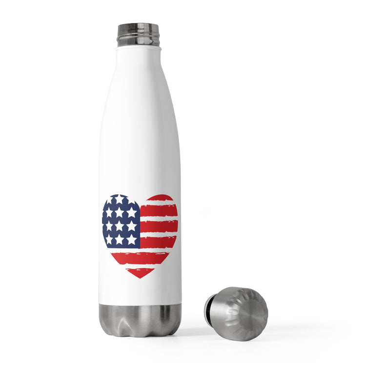 Patriotic Heart American Flag TShirt 4th Of July Outfit Fourth Of July Shirt Independence Day Patriotic Clothing 20oz Insulated Bottle