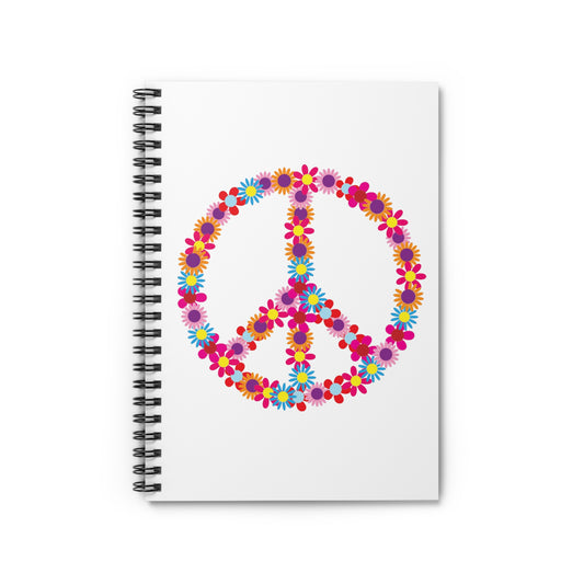 Floral Peace Sign Aesthetic Clothing Peace Botanical Gypsy Clothing  Spiral Notebook - Ruled Line